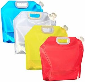 5?：4色セット 大容量 ウォーターバッグ コンパクト 収納 カラー給水タンク 非常用 給水袋 緊急用 災害 アウトドア スポーツ