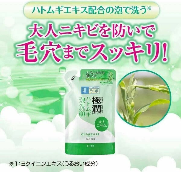 ロート製薬 肌ラボ 極潤 ハトムギ泡洗顔 140ml 詰替2袋 洗顔料 レフィル