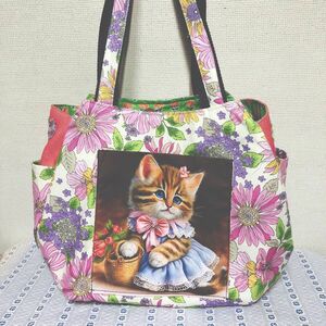 チューリップバッグ　ハンドメイド　ねこちゃん