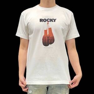 未使用 新品 ロッキー ボクシング グローブ 星条旗 ガッツポーズ スタローン映画Tシャツ S M L XL ビッグ オーバーサイズ XXL~5XL ロンT 可