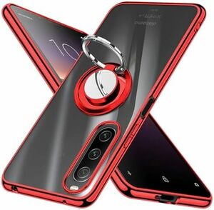 赤 ケース II リング クリア 10 TPU 耐衝撃 透明 Xperia メッキ加工 SO-41A スマホケース Xperia1