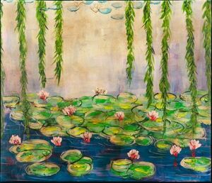 Art hand Auction Kiyoshi Yamashita Water Lilies Oil painting Hand-painted Signed on the front (print) Signed on the back (print) Seal F10 size No frame Reproduction/Search words (Shiko Munakata/Taro Okamoto) a313, Painting, Oil painting, Nature, Landscape painting