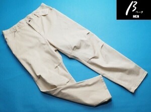 новый товар обычная цена 3.3 десять тысяч иен β Beta men сделано в Японии pima хлопок gyaba Gin колени tuck стрейч широкий брюки M слоновая кость (02) 27PY06