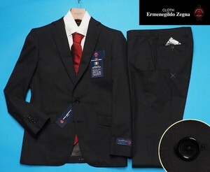 新品17.3万円 大手百貨店扱い 春夏『Ermenegildo Zegna ゼニア COOL EFFECT』ソリッド無地 ウール100% スーツA6黒(A) 1506671