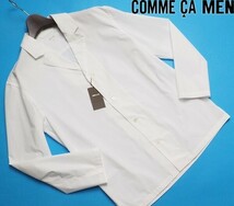 新品定価2.5万円 COMME CA MEN コムサメン コットンポリエステル ストレッチ シャツジャケットM白(01) 19IC16_画像1