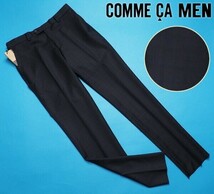 新品定価2.9万円 COMME CA MEN コムサメン『CERRUTI チェルッティ 伊製生地』タータンチェック スラックス/パンツL紺(09) 03FY02_画像1