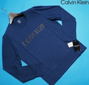 新品正規品 Calvin Klein カルバンクライン コットン100% 天竺 ロングTシャツ US:S JP:M 紺(C3I) NM1958
