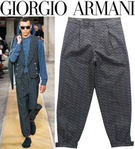 通年物231,000円新品GIORGIO ARMANI★貴重なコレクションピース。裾幅調整ができる濃紺ルーズフィットパンツ【48＝32インチ】