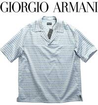 春夏136,000円新品GIORGIO ARMANI★都会リゾートルック。最高品質コットン生地オープンカラー半袖ルーズフィットシャツ【欧米XS＝日本XS～S_画像1