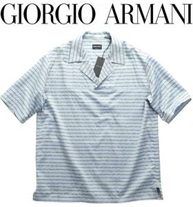 春夏136,000円新品GIORGIO ARMANI★都会リゾートルック。最高品質コットン生地オープンカラー半袖ルーズフィットシャツ【欧米XS＝日本XS～S