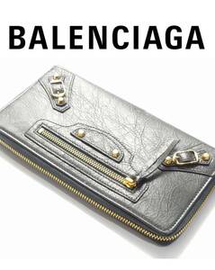 121,000 jpy new goods BALENCIAGA Balenciaga * man . possible to use stylish dark gray. standard line [ARENA] fastener long wallet 