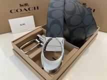 COACH コーチメンズ ベルト　新品　リバーシブル　シグネチャー　バックル回転　フリーサイズ　紳士　ビジネス　通勤通学_画像3