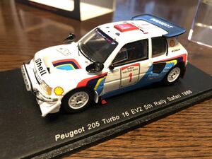 スパーク 1/43 Peugeot 205 T16 ev2 No.1 Safari Rally 1986 J. Kankkunen WRC 1986チャンピオン車　グループB