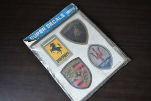 Qm871 70's vtg car emblem decals ferrari lamborgnini porsche maserati フェラーリ ランボルギーニ ポルシェ マセラティ 5枚 当時モノ