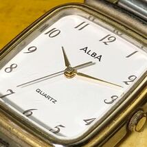 【即決/送料無料】 SEIKO ALBA V321-5120 vintage セイコーアルバ レクタンギュラー クォーツ コンビカラードレスウォッチ 中古腕時計 _画像6