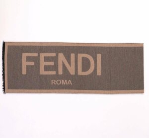 フェンディ メンズ マルチカラー シルク＆ウール スカーフ フェンディロゴ グレー/ベージュ 約180cmX35cm FENDI FXS124 AMR0 F0JJ4 新品/3