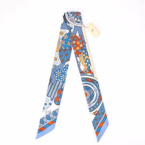 エルメス スカーフ ツイリー 森のささやき ブルー・ジーン / オレンジ / クレーム サイズ5cmx86cm HERMES TWILLY SCARF H063005S 06 新品/5