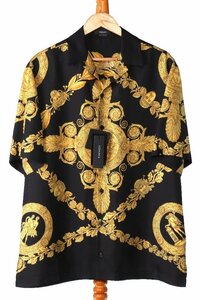  Versace men's bell search trout kelaba lock silk short sleeves shirt black size 48 VERSACE 1003926 new goods 