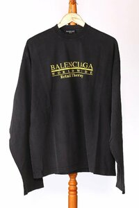 バレンシアガ ロンT L/S Tシャツ ヴィンテージ ジャージーT ブラック/イエロー サイズ2 BALENCIAGA UNISEX WORLDWIDE 675040 TVLB1 BK/2