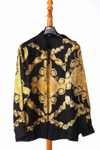  Versace bell search men's silk long sleeve shirt trout kelaba lock black size 46 VERSACE 1003941 1A06819 5B000 NERO+ORO new goods 