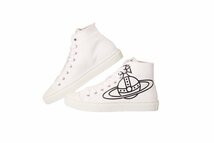 １円スタート ヴィヴィアンウエストウッド メンズ PLIMSOLL HIGH TOP スニーカー ホワイト サイズ40 約25cm 75010001 ＭW0004 A405 新品/2_画像2