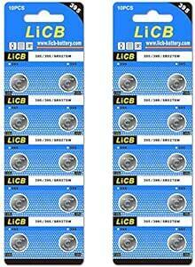 LiCB 20 piece SR927SW button battery for watch [SR927sw,395,LR927,AG7,399,LR57,SR927 corresponding 
