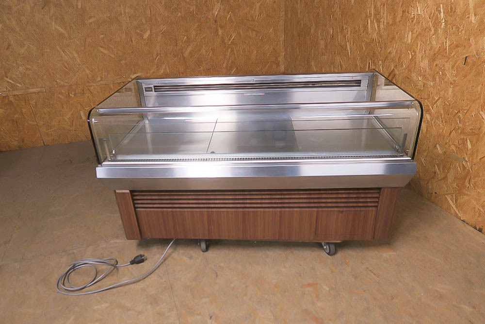 木目でお洒落★ HOSAKA ホサカ 保坂製作所 平型 冷蔵 オープン ショーケー★幅148奥行き82高さ85㎝★3相200V
