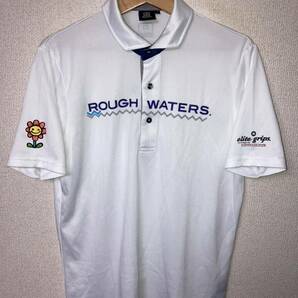elitegrips × ROUGH WATERS エリートグリップ ラフウォーター 半袖 ドライ ポロシャツ Lサイズ ゴルフ ホワイト ギザギザ シングルの画像1