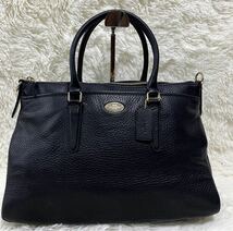 1円〜　未使用級　COACH コーチ　トートバッグ　ハンドバック　2way モルガン　サッチェル　大容量　A4対応　レザー　シボ革　金金具　希少_画像2