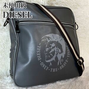 超美品　DIESEL ディーゼル　ショルダーバッグ　ボディバック　ブレイブマン　レザー　グレー　大容量　A4対応　バイカラー