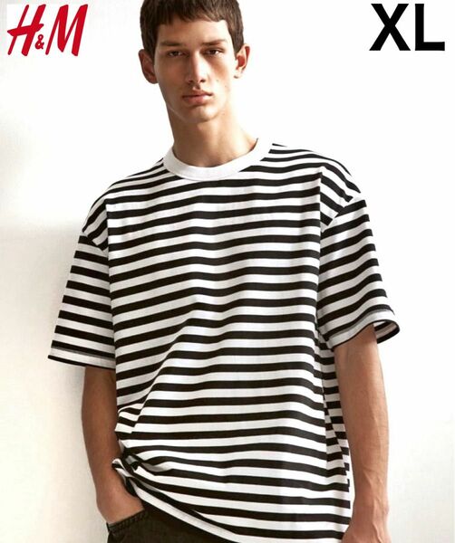 新品 H&M 速乾性 ボーダーTシャツ XL