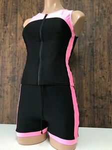 ss_0507y * outside fixed form delivery * ellesse made in Japan lustre black × fluorescence lustre pink separate .. swimsuit practice full Zip Short spats M