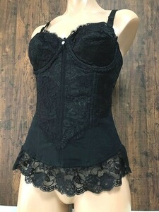 ss_0599y ★定形外 配送★ 極美品 シャンデール ワイヤー＆ボーンワイヤー入 ブラック 花柄刺繍レース スリーインワン 補正下着 C80