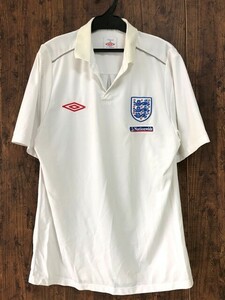 ss_0869y ★定形外 配送★ 美品 サッカー イングランド代表 2009年～2011年 ホーム 半袖 ユニフォームシャツ ホワイト アンブロ製 メンズ M