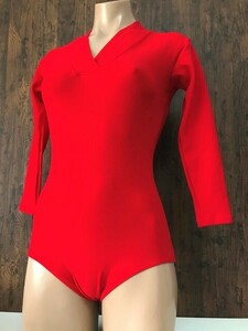 ss_0948y * outside fixed form delivery * Scull Skull made in Japan nylon 100% red V neck long sleeve high leg Leotard rhythmic sports gymnastics ballet Dance artistic gymnastics 9 number 