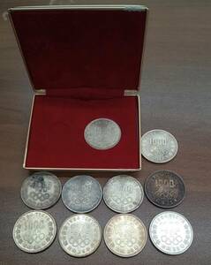 #1294A[1000 jpy silver coin 10 sheets face value :10,000 jpy 1 sheets in the case 1964 year Showa era 39 year Tokyo Olympic Mt Fuji Sakura memory coin memory money collection ]