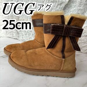 UGG アグ JOSETTE リボンデザイン ムートンブーツ レディース ブラウン 茶色 25cm