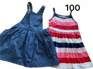 ワンピース　キャミソール　ノースリーブ　 デニム 子供服　100cm H&M ハンドメイド