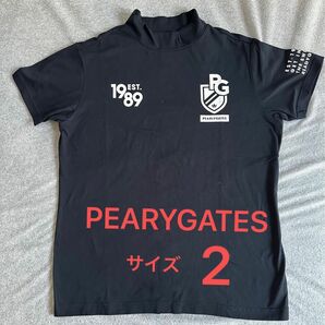 値下げ　PEARLY GATES モックネック　 半袖シャツ　サイズ2 パーリーゲイツ ハイネック ブラック