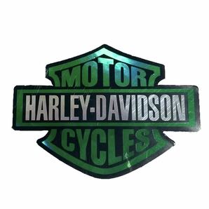 当時物 USA製 ホログラム デカール ロゴ 90s Harley-Davidson ステッカー ハーレーダビッドソン シール 防水 グリーン 