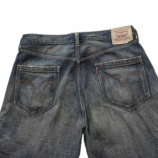 漢の1着 ユーズド加工デニム Levi’s 554 W34 ギャラ入り 布パッチ ストレート メンズ ジーパン デニム 554 チェーンステッチ ビンテージ