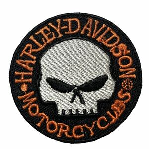 希少 当時物 Harley-Davidson ビンテージ パッチ　ワッペン ハーレーダビッドソン ロゴ　パッチ　オレンジ　スカル　アイロンワッペン　