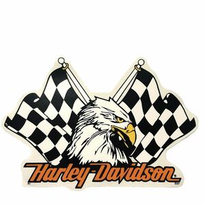 希少 当時物 転写 デカール ロゴ USA製 90s Harley-Davidson ステッカー ハーレーダビッドソン シール 防水 タンク レーシングイーグル 