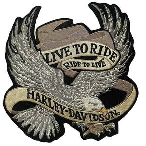 希少 90s USA製 ロゴ ワッペン 当時物 Harley-Davidson ビンテージ ハーレーダビッドソン パッチ 刺繍 シルバーイーグル リボン