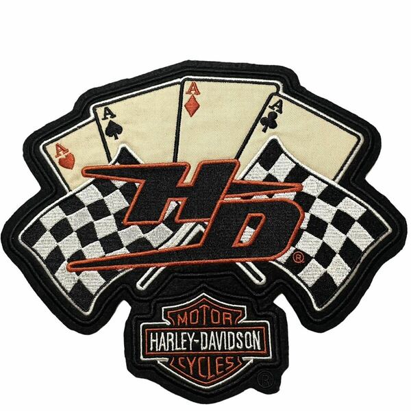 希少 90s USA製 ロゴ ワッペン 当時物 Harley-Davidson ビンテージ ハーレーダビッドソン パッチ 刺繍 レーシング A 強運 縁起物