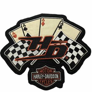 縁起物 ハーレーダビッドソン 刺繍ワッペン 希少 90s USA製 ロゴ ワッペン 当時物 Harley-Davidson ビンテージ パッチ 刺繍 幸運 強運 