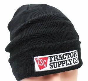 未使用★TSC TRACTOR SUPPLY CO ロゴ刺繍 アクリル ニットキャップ 黒★ニット帽 ビーニー トラクター ホームセンター 企業 ブラック