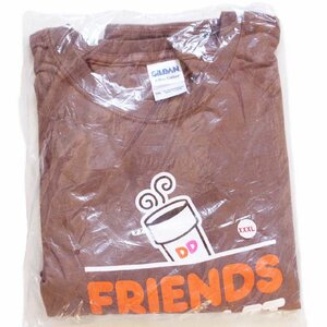 未使用★Dunkin' Donuts ダンキンドーナツ FRIENDS DON'T LET FRIENDS DRINK STARBUCKS コットンTシャツ 茶 3XL★コーヒー スターバックス2