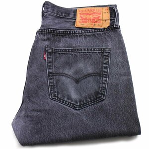 ★Levi'sリーバイス 501 ブラック デニムパンツ フェード w36 L34★SDP2853 ジーンズ ストレート ヒゲ 66 前期 シングル