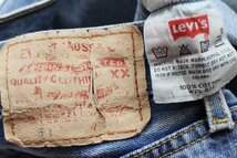 ★00s メキシコ製 Levi'sリーバイス 501 カットオフ デニムパンツ w28★SDP2685 ジーンズ ストレート サークルR 縦落ち ハート ヒゲ_画像6